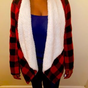 Lumberjack  shawl open jacket with zip up sleeves